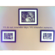 Remember Moments - A family inspirational wall decal in the center of the 3 family pictures with frames in black and white.